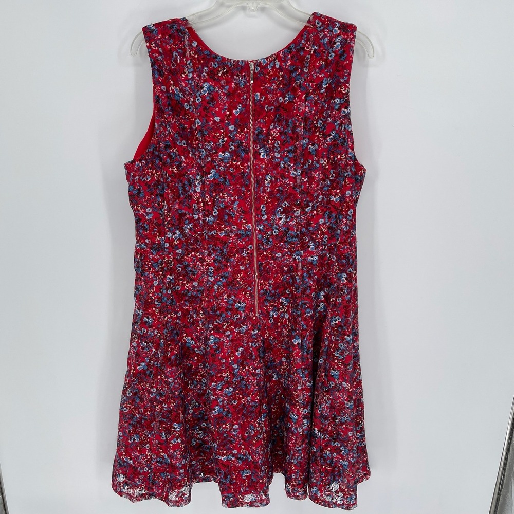 Roz & Ali Women's Red Floral Lace Sleeveless Fit & Flare Dress Size 16 - Picture 3 of 6
